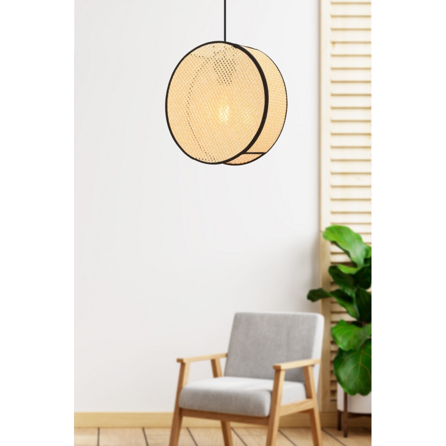 Hanglamp met kabel BIG DRUM 1xE27/60W/230V beige/zwart