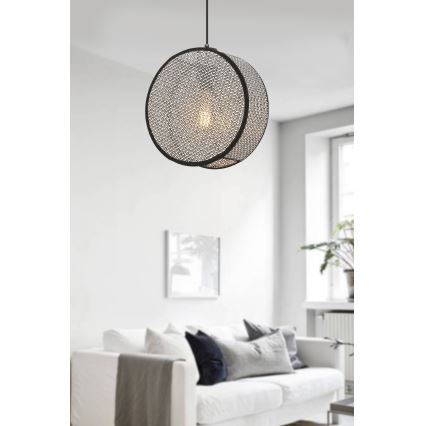 Hanglamp met kabel BIG DRUM 1xE27/60W/230V grijs/zwart