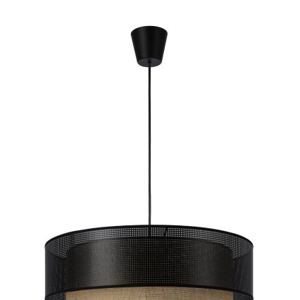 Hanglamp met kabel BORHO 1xE27/60W/230V Ø 50 cm zwart/jute