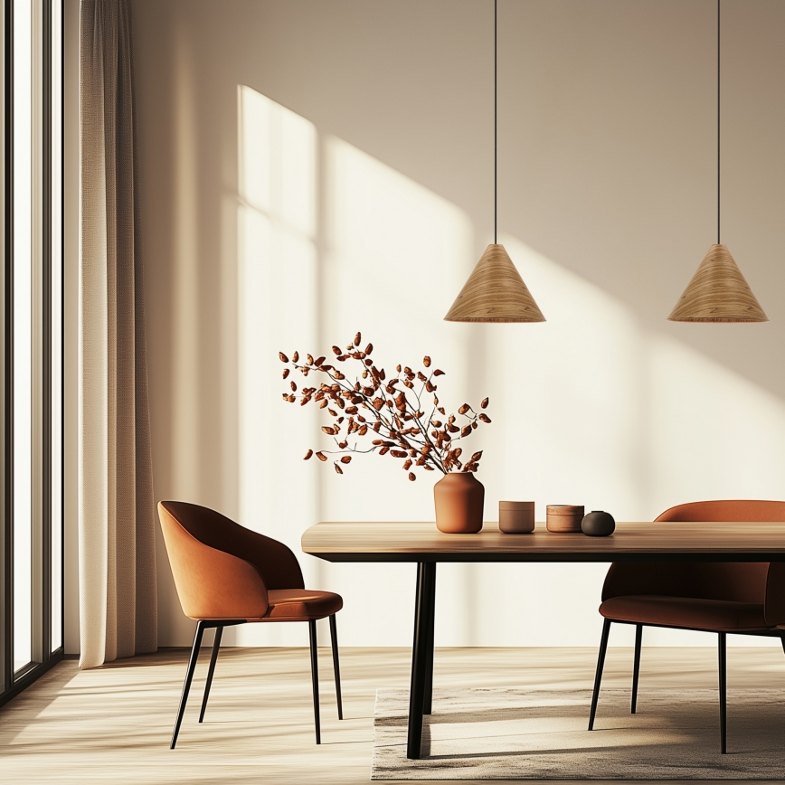 Hanglamp met kabel CONO 1xE27/40W/230V eikenfineer
