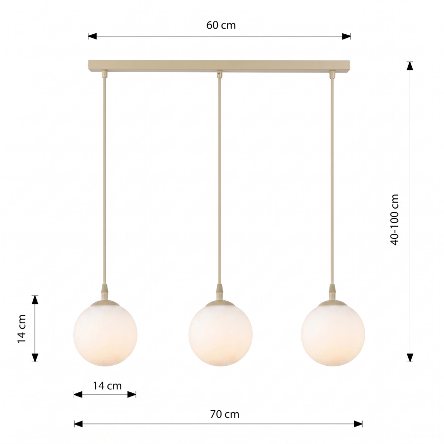 Hanglamp met kabel COSMO 3xE14/10W/230V beige/wit