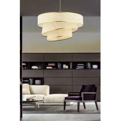 Hanglamp met kabel COUPER 1xE27/60W/230V crèmekleurig/goudkleurig