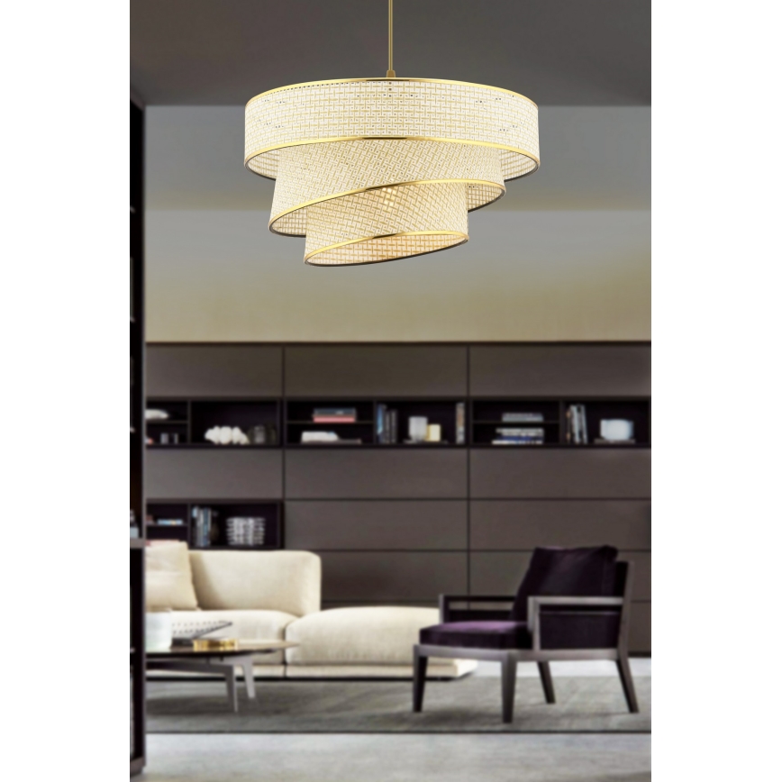 Hanglamp met kabel COUPER 1xE27/60W/230V crèmekleurig/goudkleurig