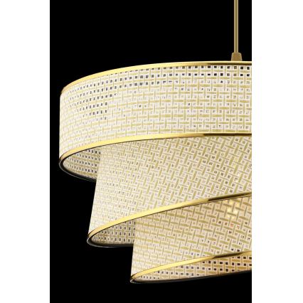 Hanglamp met kabel COUPER 1xE27/60W/230V crèmekleurig/goudkleurig
