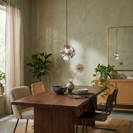 Hanglamp met kabel CRISTAL 1xE14/15W/230V messing/rookzwart