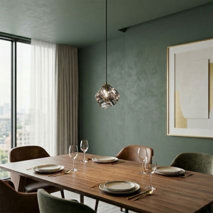 Hanglamp met kabel CRISTAL 1xE14/15W/230V messing/rookzwart