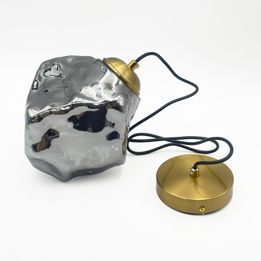 Hanglamp met kabel CRISTAL 1xE14/15W/230V messing/rookzwart