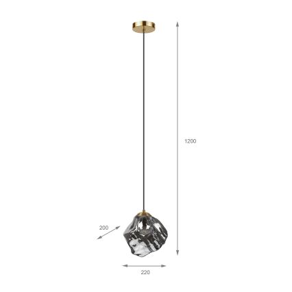 Hanglamp met kabel CRISTAL 1xE14/15W/230V messing/rookzwart
