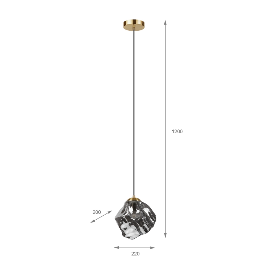 Hanglamp met kabel CRISTAL 1xE14/15W/230V messing/rookzwart