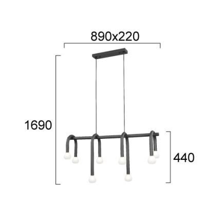 Hanglamp met kabel DELORI 8xG9/28W/230V zwart