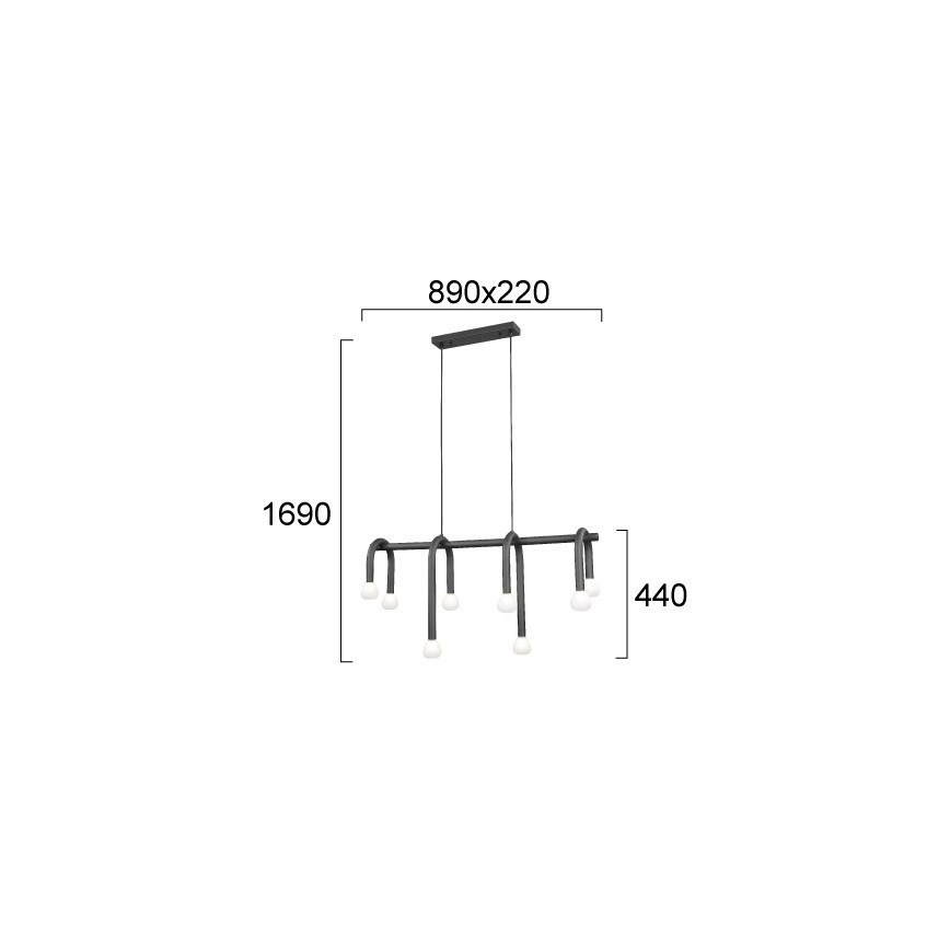 Hanglamp met kabel DELORI 8xG9/28W/230V zwart
