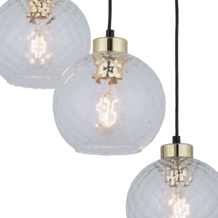 Hanglamp met kabel DEVON 3xE27/15W/230V zwart/helder