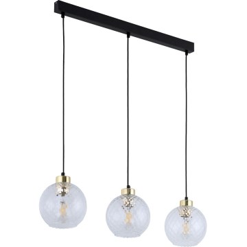 Hanglamp met kabel DEVON 3xE27/15W/230V zwart/helder