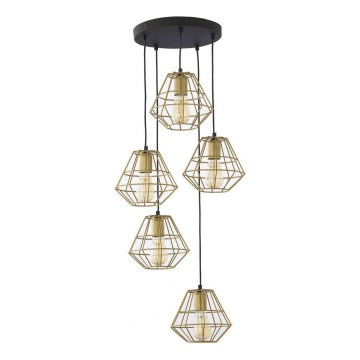 Hanglamp met kabel DIAMOND 5xE27/15W/230V zwart/goud