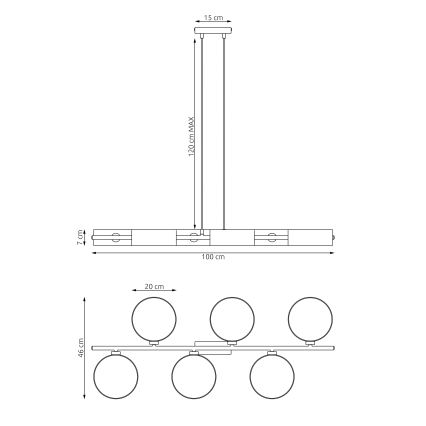 Hanglamp met kabel DRUMZ 6xE14/10W/230V zwart/grijs