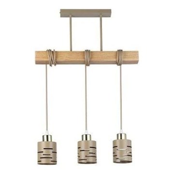 Hanglamp met kabel ELEN 3xE27/35W/230V beige/goud/bruin
