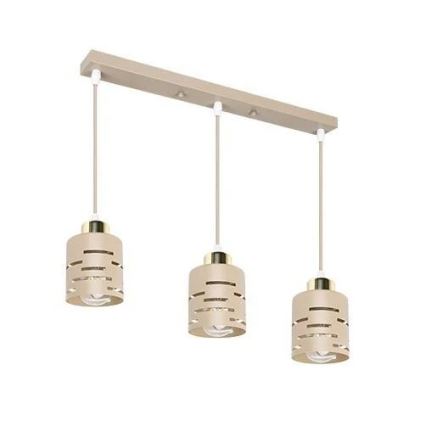 Hanglamp met kabel ELEN 3xE27/35W/230V beige/goud
