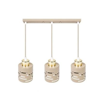 Hanglamp met kabel ELEN 3xE27/35W/230V beige/goud