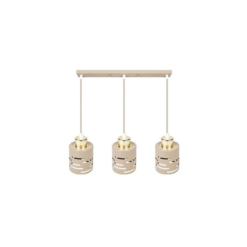 Hanglamp met kabel ELEN 3xE27/35W/230V beige/goud