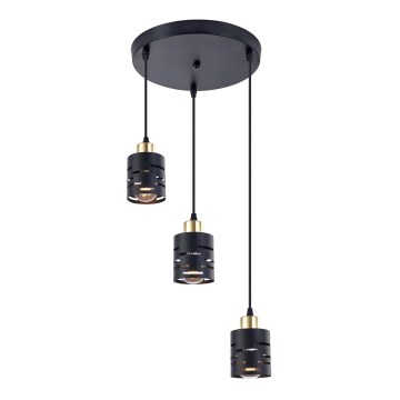 Hanglamp met kabel ELEN 3xE27/35W/230V Ø 29 cm zwart/goud