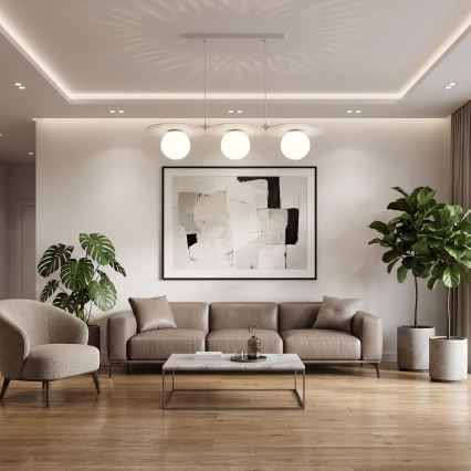 Hanglamp met kabel FLAT 3xE27/15W/230V crème