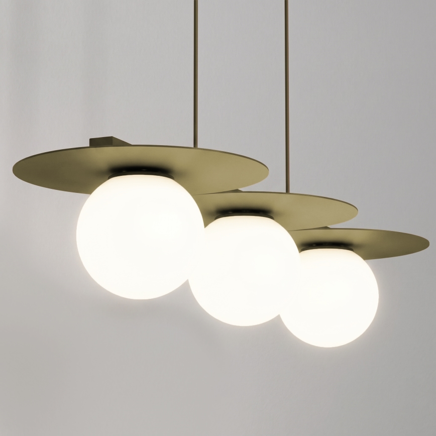 Hanglamp met kabel FLAT 3xE27/15W/230V goudkleurig