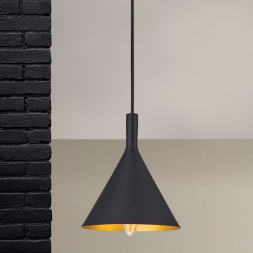 Hanglamp met kabel GUNDA 1xE14/40W/230V Ø 16,5 cm zwart/goud
