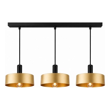 Hanglamp met kabel HAKI 3xE27/60W/230V goud/zwart