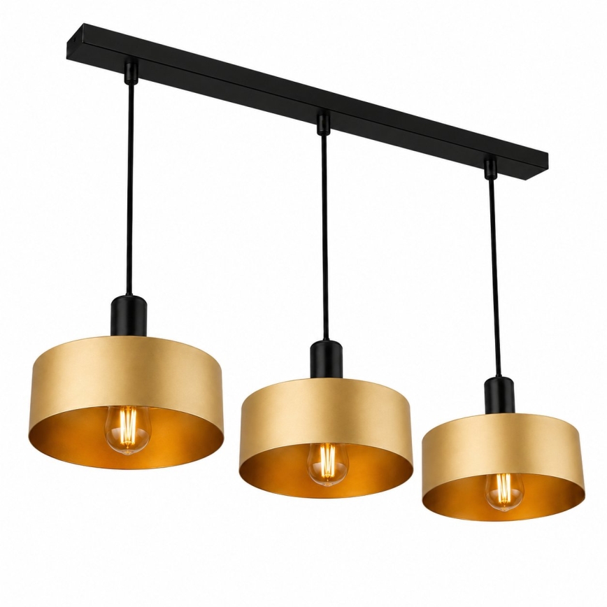 Hanglamp met kabel HAKI 3xE27/60W/230V goud/zwart