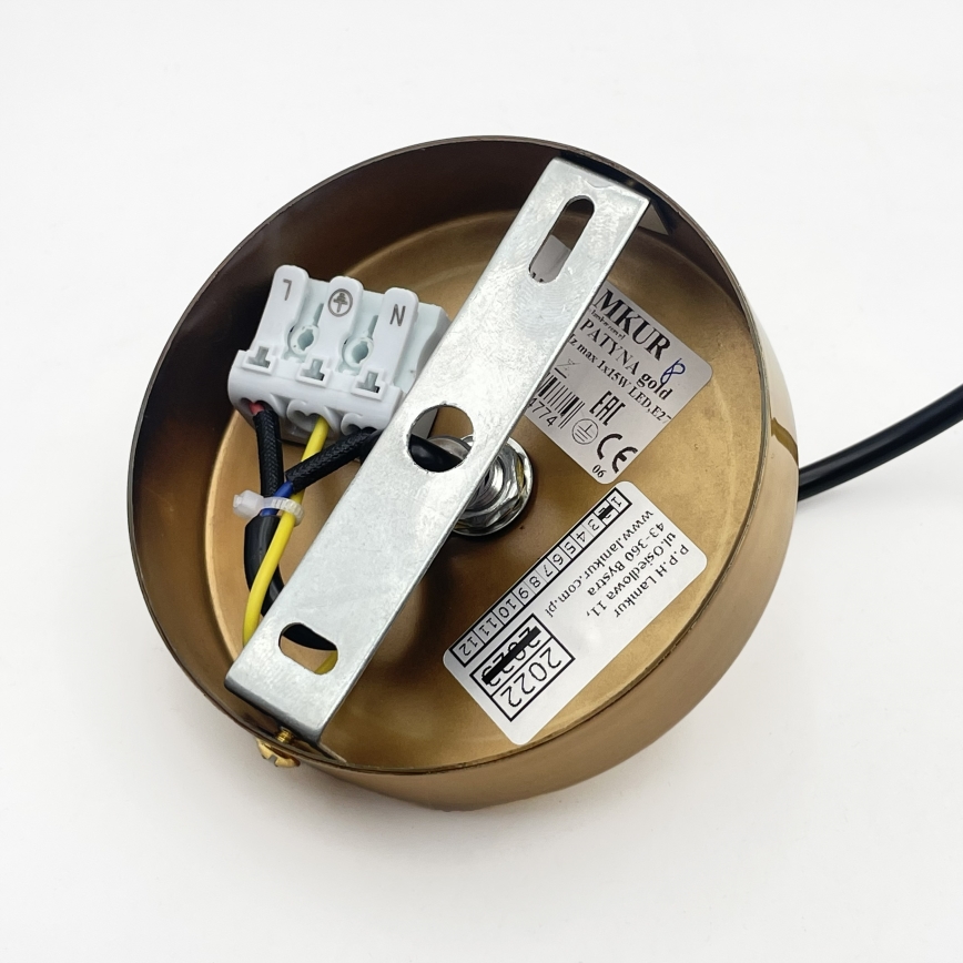 Hanglamp met kabel HECTOR 1xE27/15W/230V wit/messing Ø 20 cm