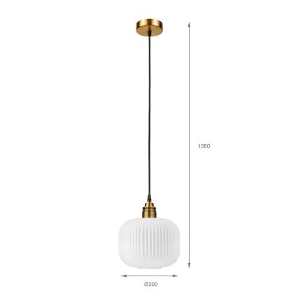 Hanglamp met kabel HECTOR 1xE27/15W/230V wit/messing Ø 20 cm
