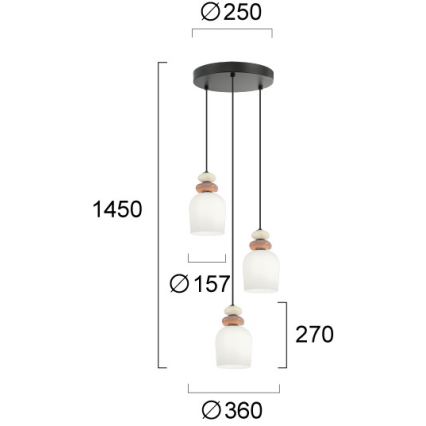 Hanglamp met kabel HILDA 3xE14/40W/230V zwart/bruin