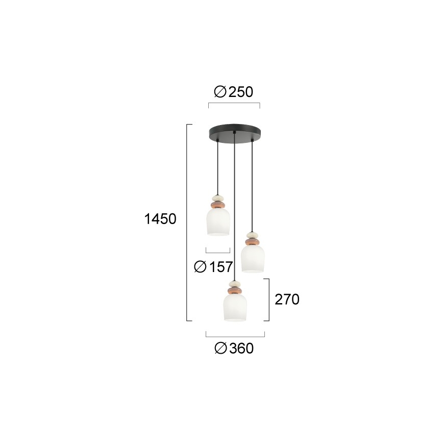 Hanglamp met kabel HILDA 3xE14/40W/230V zwart/bruin