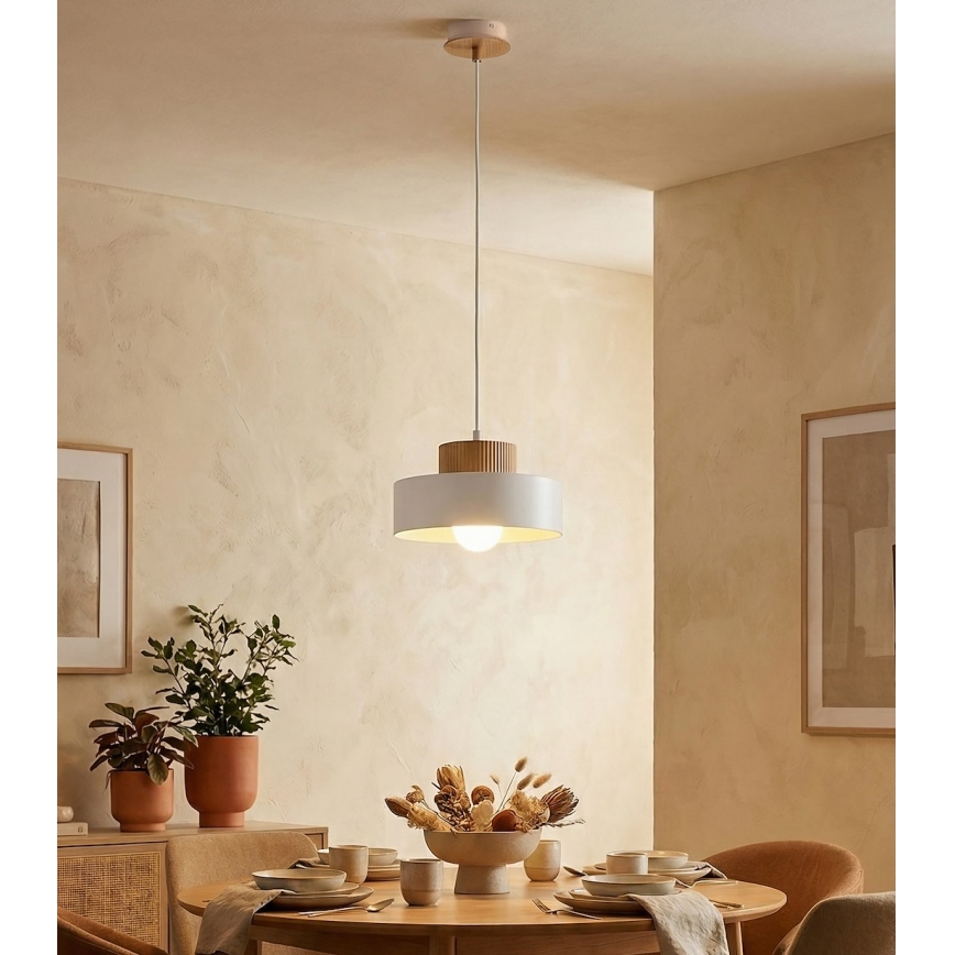 Hanglamp met kabel KIVI 1xE27/15W/230V wit
