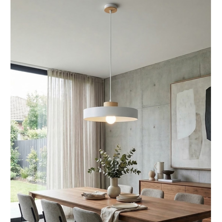 Hanglamp met kabel KIVI 1xE27/15W/230V wit