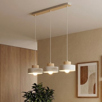 Hanglamp met kabel KIVI 3xE27/15W/230V wit