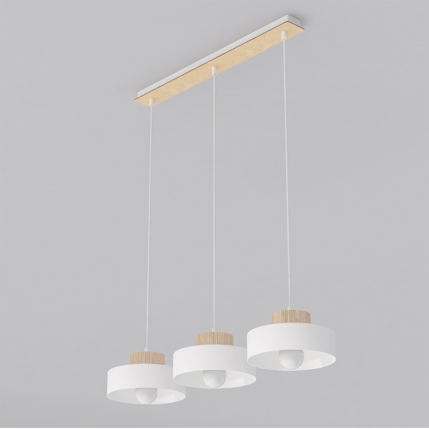 Hanglamp met kabel KIVI 3xE27/15W/230V wit