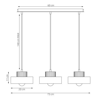 Hanglamp met kabel KIVI 3xE27/15W/230V wit