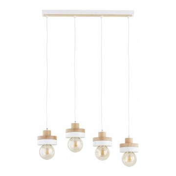 Hanglamp met kabel LARSO 4xE27/15W/230V wit/beige