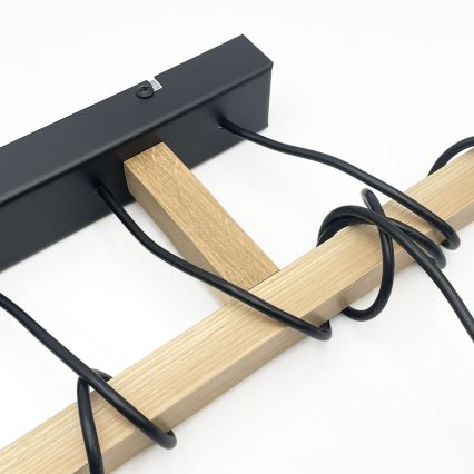 Hanglamp met kabel LEANDRA 5xE27/15W/230V eik/zwart