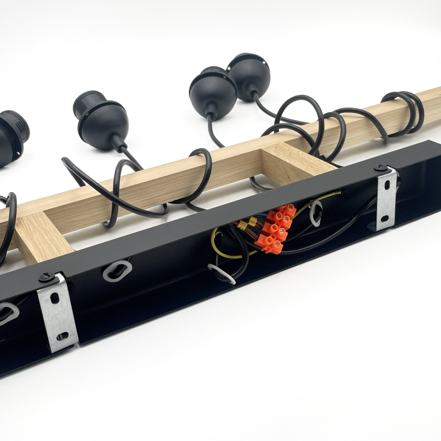 Hanglamp met kabel LEANDRA 5xE27/15W/230V eik/zwart