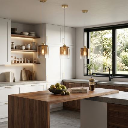 Hanglamp met kabel LIAH 1xE27/15W/230V goud/rookbruin