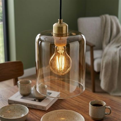 Hanglamp met kabel LIAH 1xE27/15W/230V goud/rookbruin
