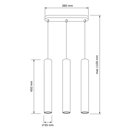 Hanglamp met kabel LUNGOMARE 3xGU10/10W/230V mat chroom