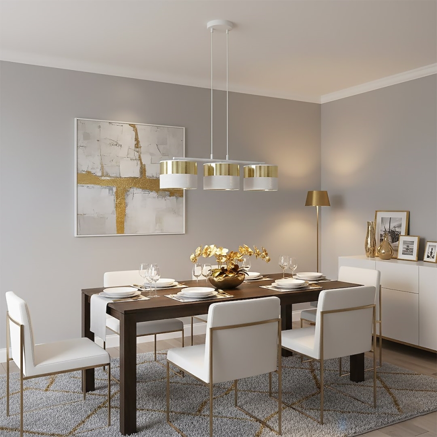 Hanglamp met kabel LUX 3xE27/15W/230V wit/goud