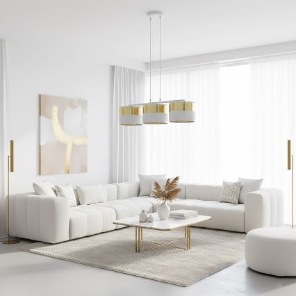Hanglamp met kabel LUX 3xE27/15W/230V wit/goud