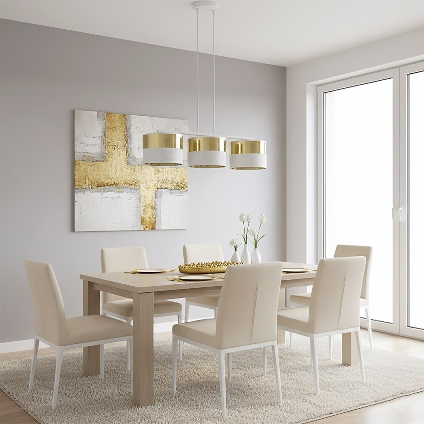 Hanglamp met kabel LUX 3xE27/15W/230V wit/goud