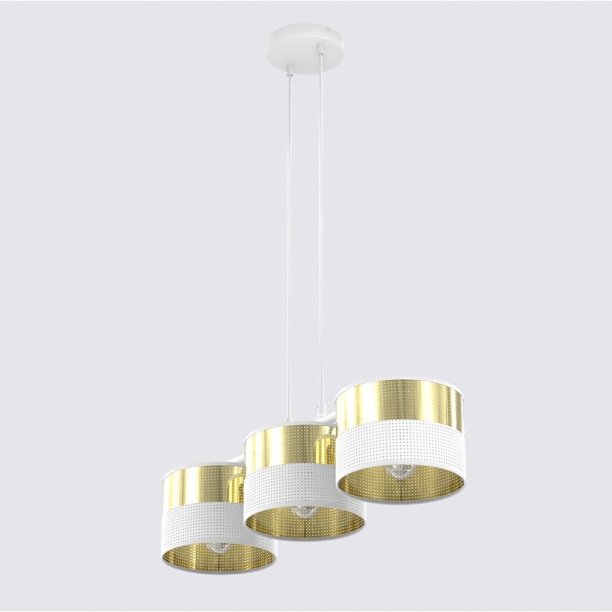 Hanglamp met kabel LUX 3xE27/15W/230V wit/goud