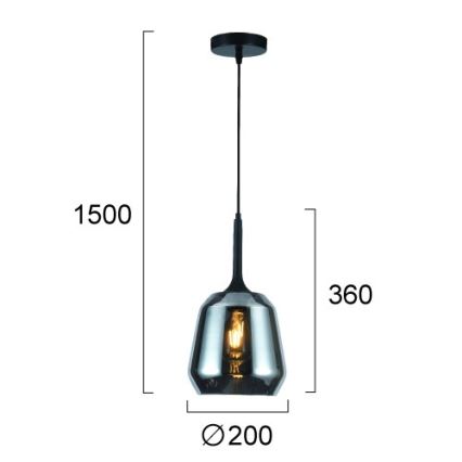 Hanglamp met kabel MAEVA 1xE27/40W/230V rookzwart/zwart