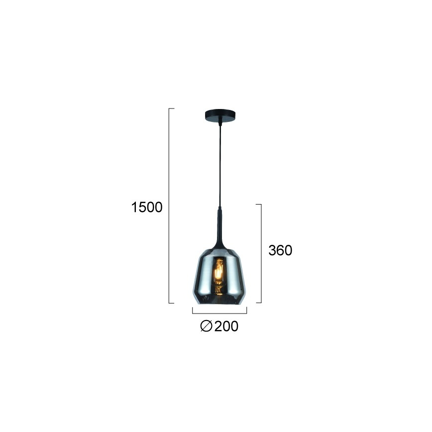 Hanglamp met kabel MAEVA 1xE27/40W/230V rookzwart/zwart